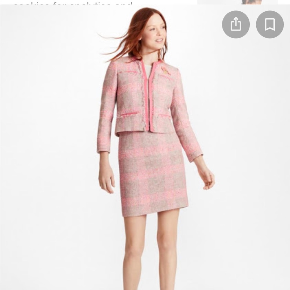 Brooks Brothers Pink Tweed Pencil Skirt